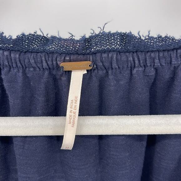 Free People Persuasian cross-stitch V neck blouson sleeve boho peasant blouse - Picture 6 of 7